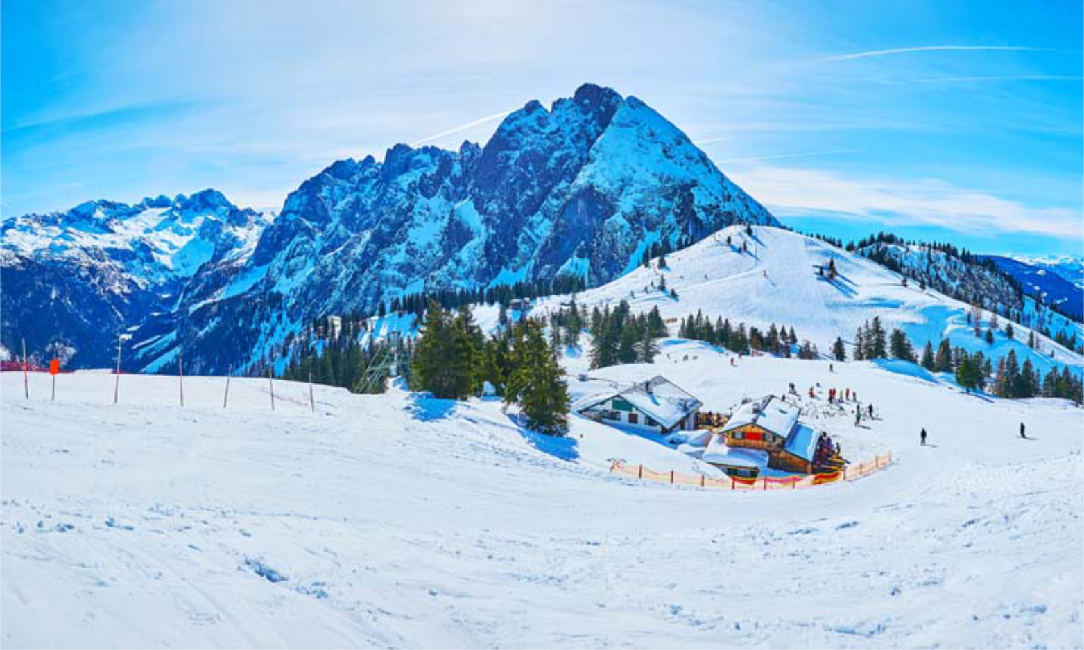 Winter panorama of Zwieselalm mount, Gosau, Austria